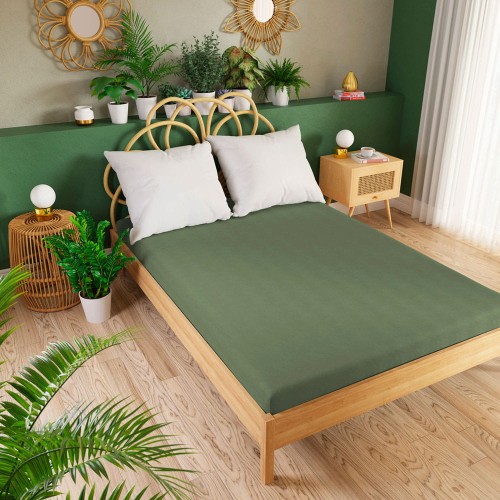 DREAMY PREMIUM Prześcieradło jersey z gumką, szerokość 90 x wysokość 200cm, kolor 016 szarozielony 100033/JEG/016/090200/1