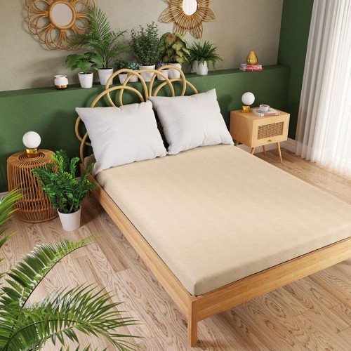 DREAMY PREMIUM Prześcieradło jersey z gumką, szerokość 120 x wysokość 200cm, kolor 005 beżowy 100033/JEG/005/120200/1