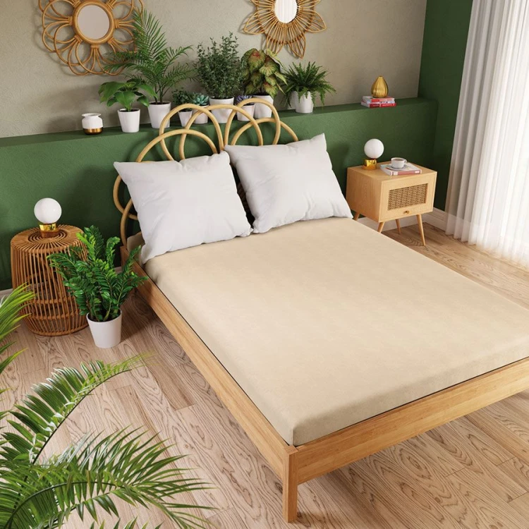 DREAMY PREMIUM Prześcieradło jersey z gumką, szerokość 120 x wysokość 200cm, kolor 005 beżowy 100033/JEG/005/120200/1