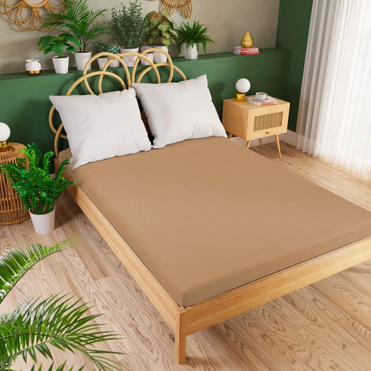 DREAMY PREMIUM Prześcieradło jersey z gumką, szerokość 180 x wysokość 200cm, kolor 013 jasny brązowy 100033/JEG/013/180200/1