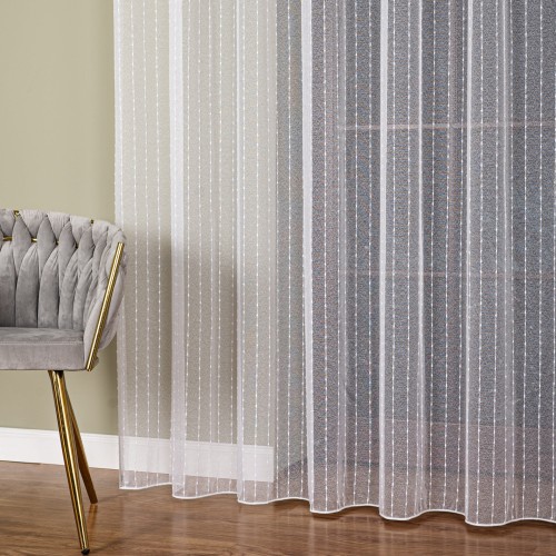 Firanka fantazyjna z puszystymi przeszyciami po całości, wysokość 320cm, kolor 001 biały 419032/OLO/005/000320/1