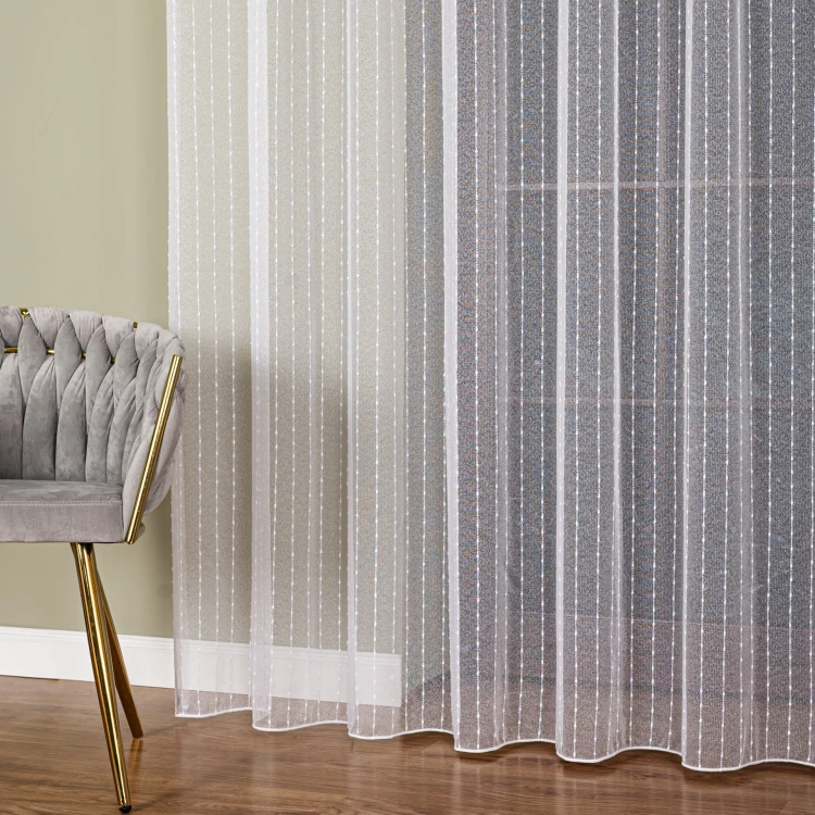 Firanka fantazyjna z puszystymi przeszyciami po całości, wysokość 320cm, kolor 001 biały 419032/OLO/005/000320/1