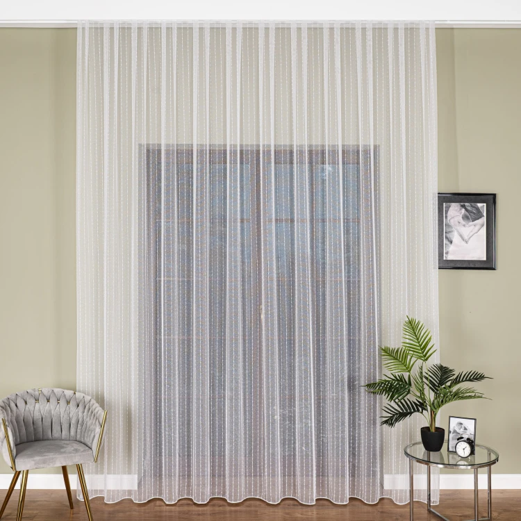 Firanka fantazyjna z puszystymi przeszyciami po całości, wysokość 320cm, kolor 001 biały 419032/OLO/005/000320/1