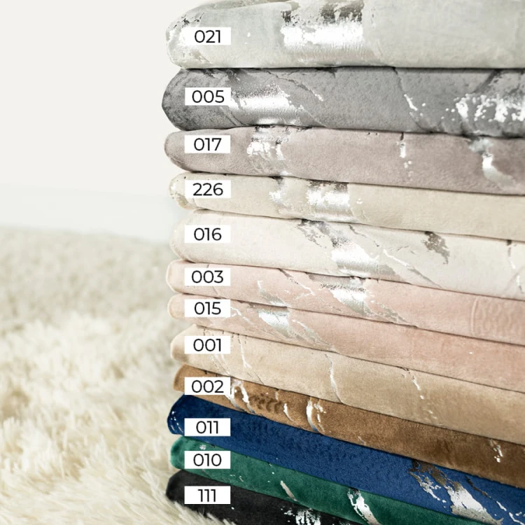 MARMA Zasłona gotowa na taśmie, szerokość 140cm x wysokość 250cm, kolor 016 kremowy ze srebrnym nadrukiem na VELVI TD0037/ZGT/016/140250/1