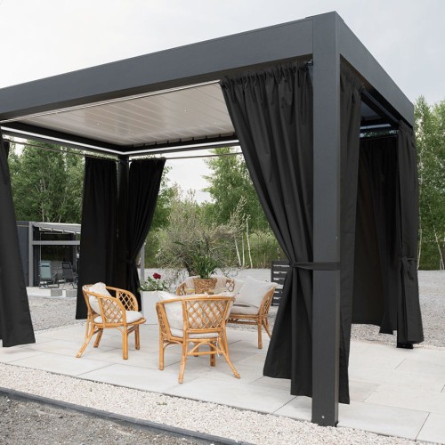 GARDENIA Zasłona gotowa na taśmie, szerokość 140cm x wysokość 240cm, kolor 039 czarny TD0025/ZGT/039/140240/1