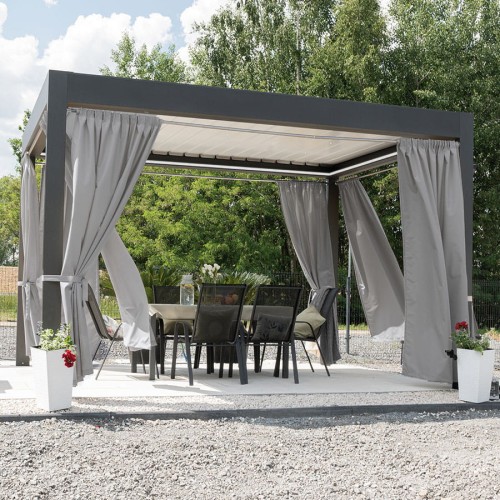 GARDENIA Zasłona gotowa na taśmie, szerokość 140cm x wysokość 180cm, kolor 794 beżowo szary TD0025/ZGT/794/140180/1