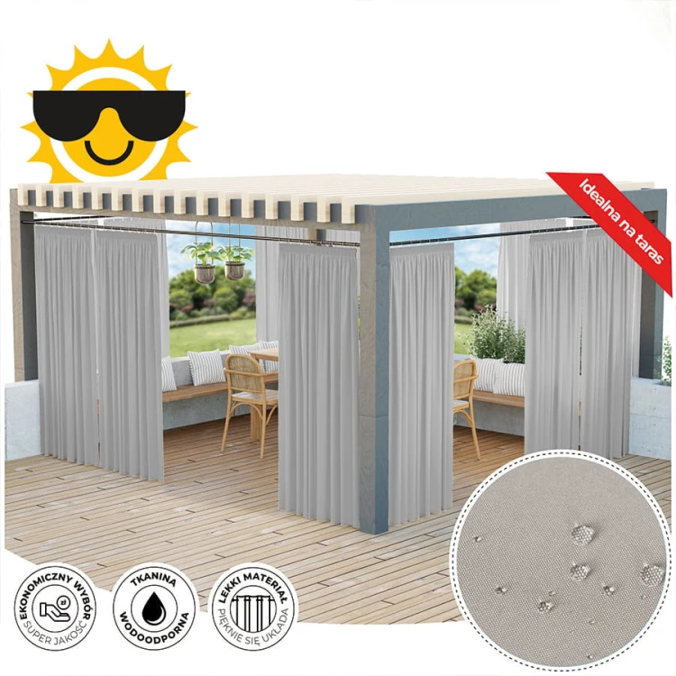 GARDENIA Zasłona gotowa na taśmie, szerokość 140cm x wysokość 180cm, kolor 794 beżowo szary TD0025/ZGT/794/140180/1