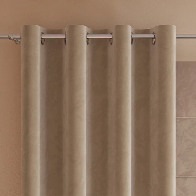 VELVI Zasłona gotowa na przelotkach, szerokość 140 x wysokość 260cm, kolor 001 ciemny beżowy VELVI0/ZGP/001/140260/1