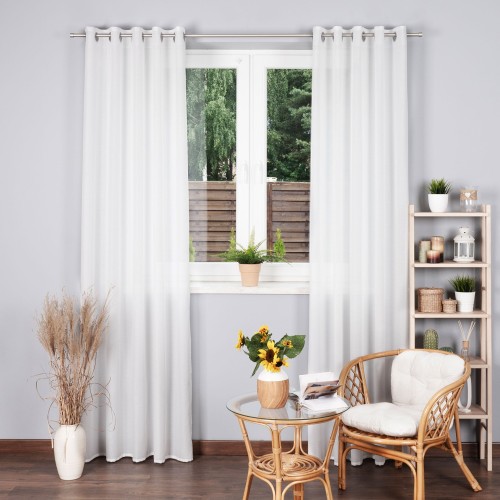 BASIC Zasłona gotowa na przelotkach, szerokość 145 x wysokość 230cm, kolor 010 biały TD0005/ZGP/010/145230/1