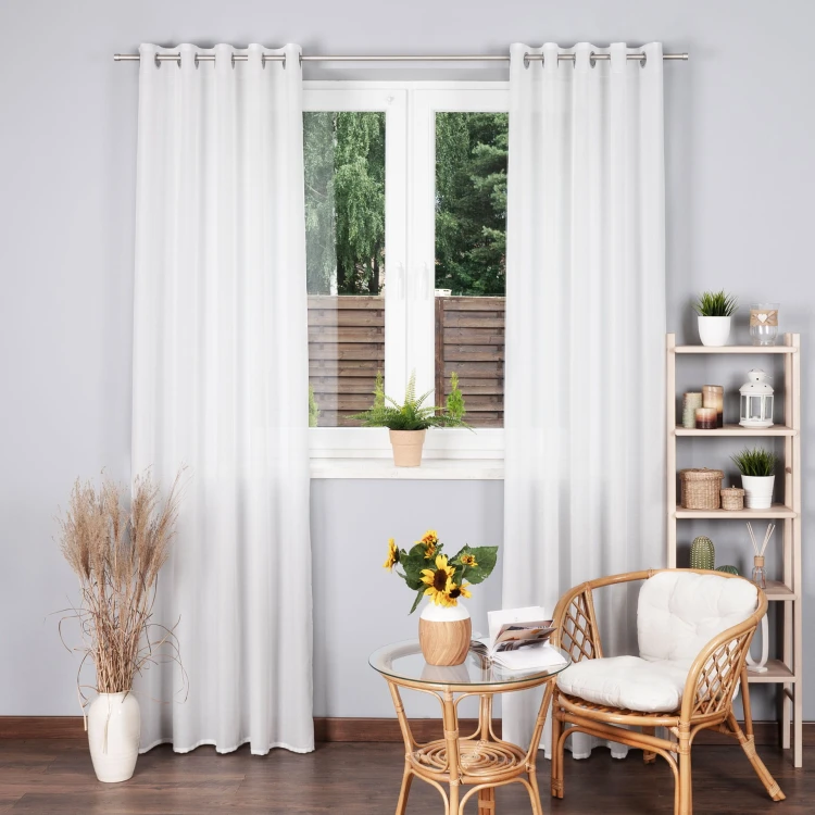 BASIC Zasłona gotowa na przelotkach, szerokość 145 x wysokość 230cm, kolor 010 biały TD0005/ZGP/010/145230/1