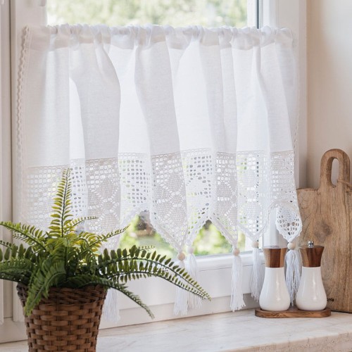 RACHELA Zazdrostka gotowa z ażurem, szerokość 150 x wysokość 75cm, kolor 001 biały 912432/ZAZ/001/150075/1