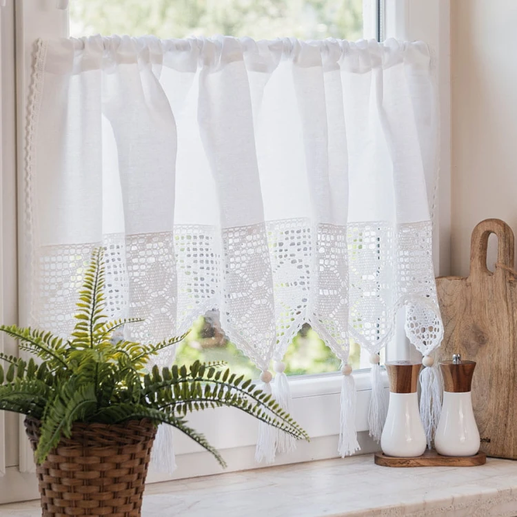 RACHELA Zazdrostka gotowa z ażurem, szerokość 150 x wysokość 75cm, kolor 001 biały 912432/ZAZ/001/150075/1