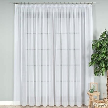 Firana woal Biała Premium gładka 400x255 gotowa salon/sypialnia