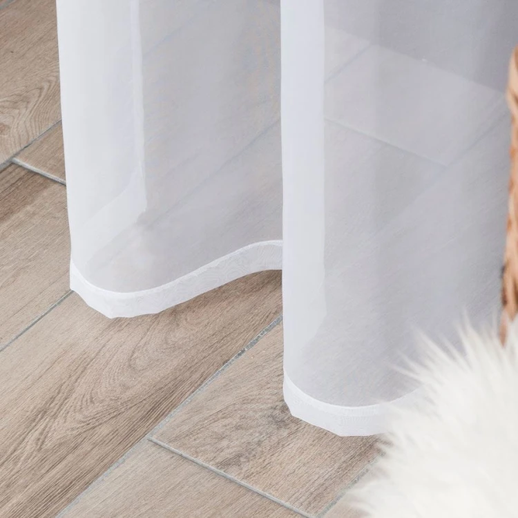 WOAL Firana gotowa na srebrnych przelotkach, szerokość 140 x wysokość 250cm, kolor 001 biały FG0002/FGP/001/140250/1