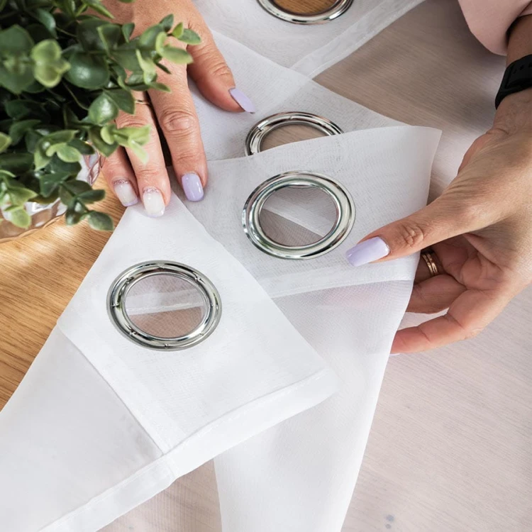 WOAL Firana gotowa na srebrnych przelotkach, szerokość 140 x wysokość 250cm, kolor 001 biały FG0002/FGP/001/140250/1