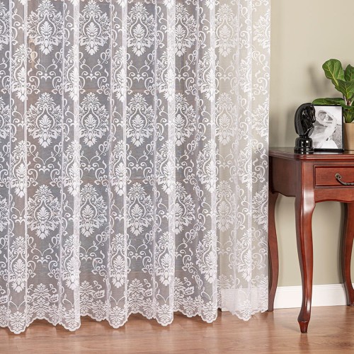 Firanka żakardowa ze wzorem po całości, wysokość 230cm, kolor  biały