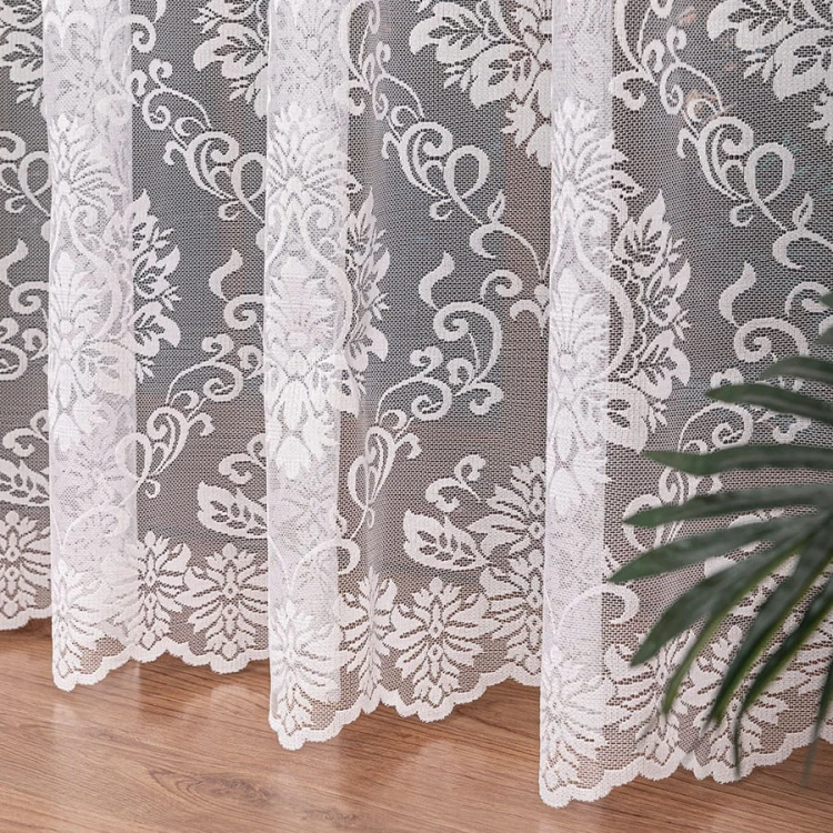 Firanka żakardowa ze wzorem po całości, wysokość 230cm, kolor  biały