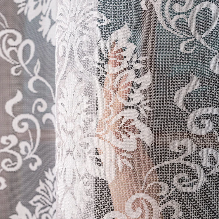 Firanka żakardowa ze wzorem po całości, wysokość 230cm, kolor  biały