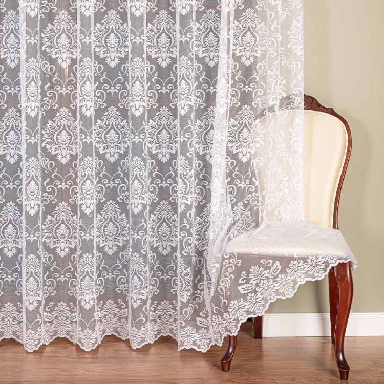 Firanka żakardowa ze wzorem po całości, wysokość 230cm, kolor  biały