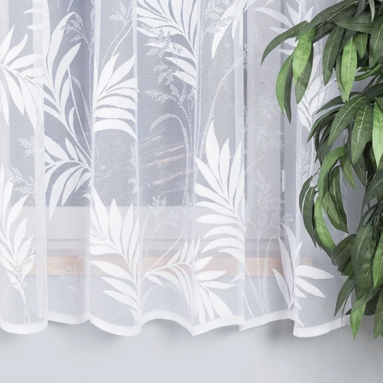 Firanka żakardowa ze wzorem po całości, wysokość 180cm, kolor  biały