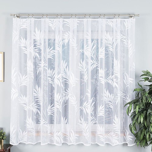 Firanka żakardowa ze wzorem po całości, wysokość 180cm, kolor  biały