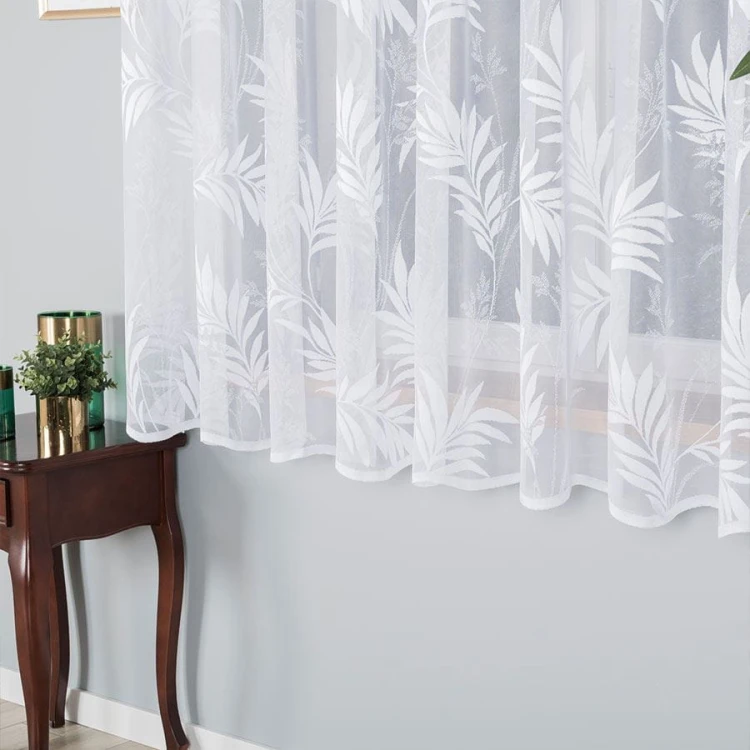 Firanka żakardowa ze wzorem po całości, wysokość 180cm, kolor  biały