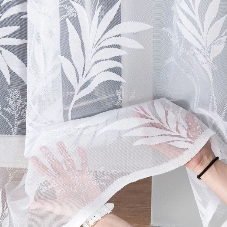 Firanka żakardowa ze wzorem po całości, wysokość 180cm, kolor  biały