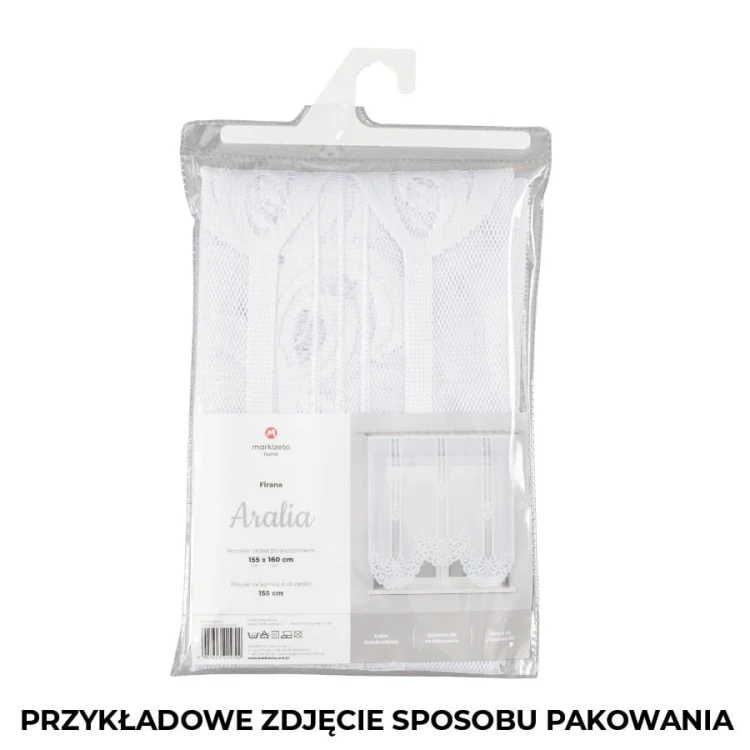 ALEKSANDRA Firanka żakardowa odpasowana, szerokość 310 x wysokość 160cm, kolor  biały