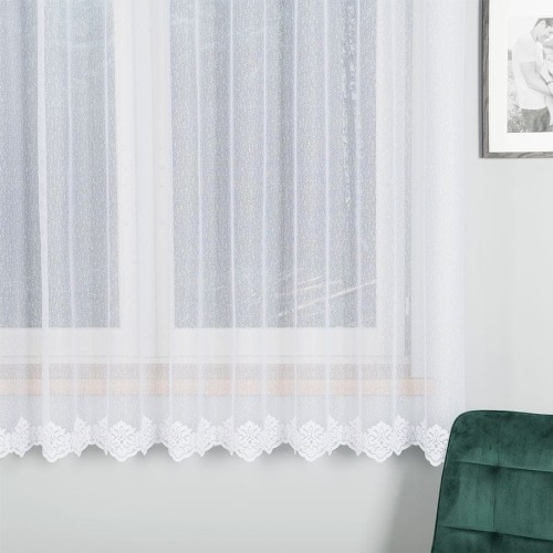 Firanka żakardowa ze wzorem na samym dole, wysokość 180cm, kolor 001 biały 023405/000/001/000180/1