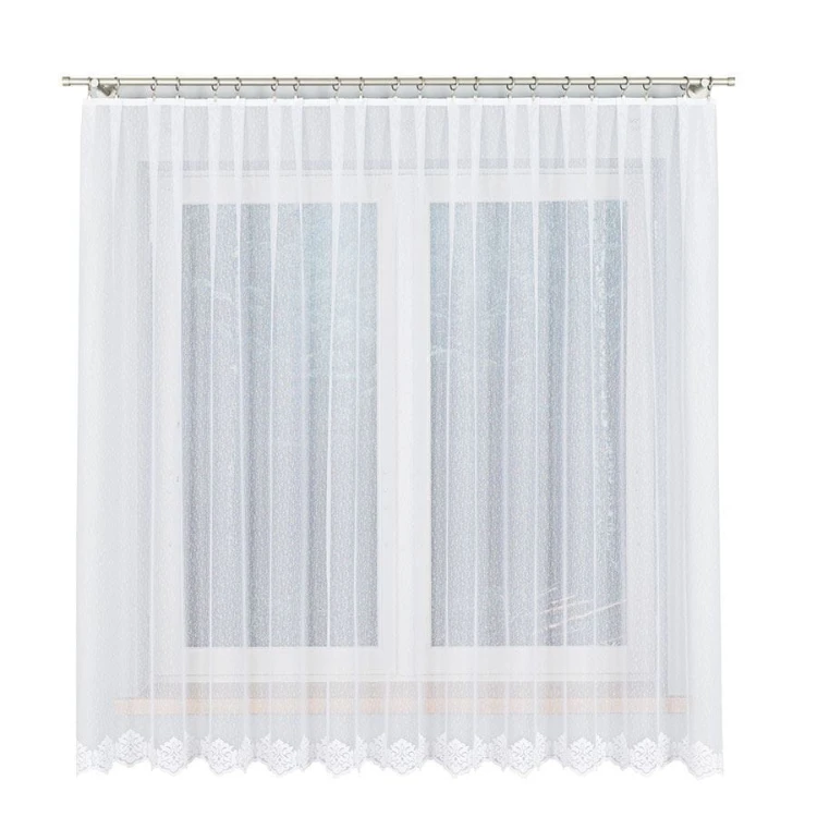 Firanka żakardowa ze wzorem na samym dole, wysokość 180cm, kolor 001 biały 023405/000/001/000180/1