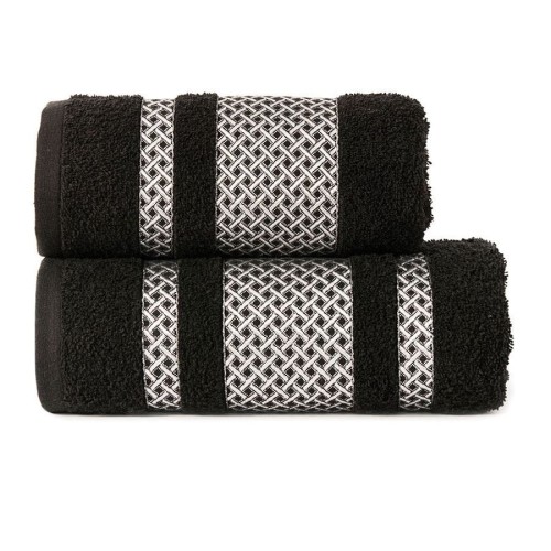 LIONEL Ręcznik, 70x140cm, czarny ze srebrną bordiurą