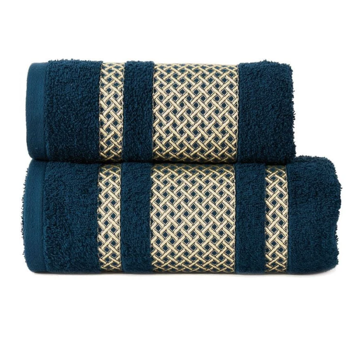 LIONEL Ręcznik, 50x90cm, granatowy ze złotą bordiurą