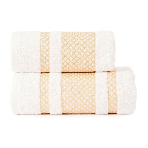 LIONEL Ręcznik, 50x90cm, biały ze złotą bordiurą