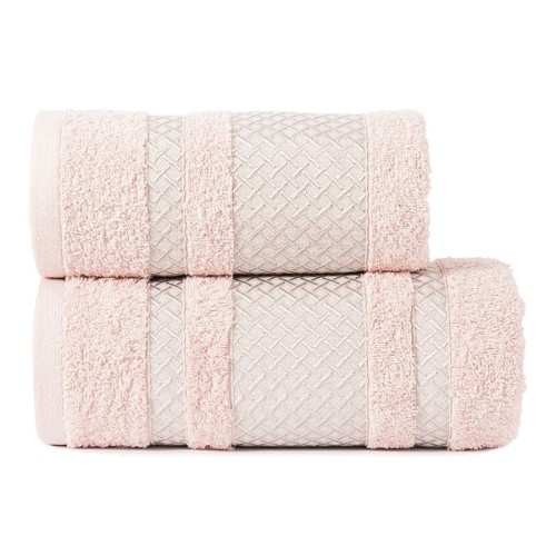 LIONEL Ręcznik, 70x140cm, pudrowy ze srebrną bordiurą