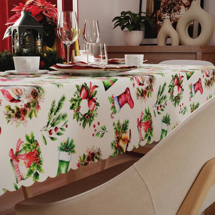 ŚWIĄTECZNY MIX Obrus NINA WODOODPORNA, 140x240cm, czerwony