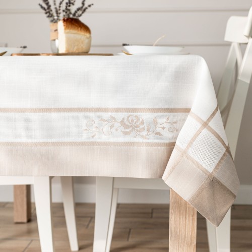 ASTRA Obrus z haftem, szerokość 140cm x wysokość 180cm, biały