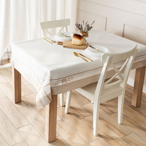 ASTRA Obrus z haftem, szerokość 140cm x wysokość 180cm, biały