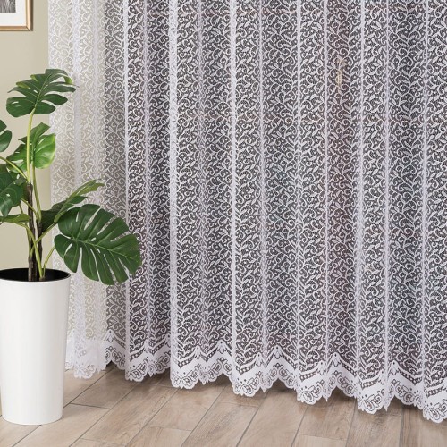 Firanka żakardowa ze wzorem po całości, wysokość 220cm, kolor 001 biały 004542/000/001/000220/1