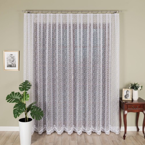 Firanka żakardowa ze wzorem po całości, wysokość 220cm, kolor 001 biały 004542/000/001/000220/1