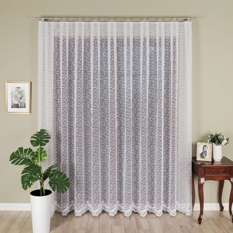 Firanka żakardowa ze wzorem po całości, wysokość 220cm, kolor 001 biały 004542/000/001/000220/1