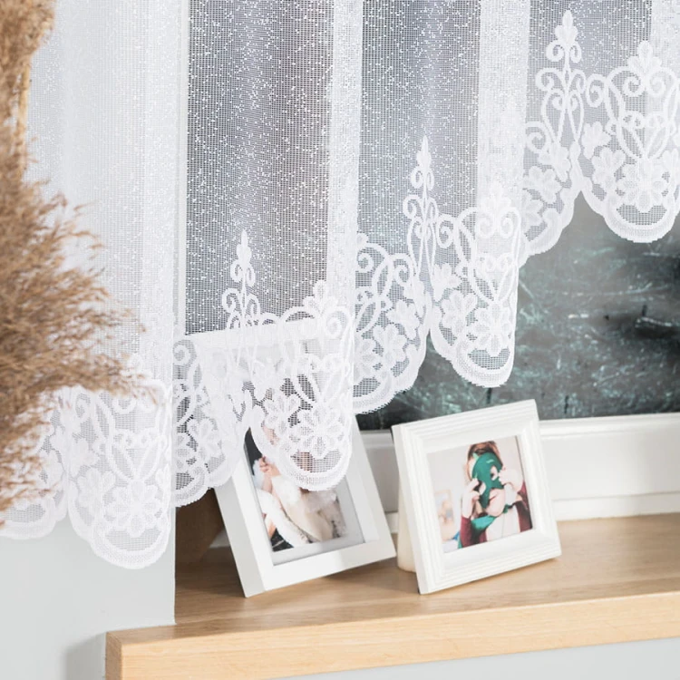 ŻANETA Firanka żakardowa gotowa, szerokość 450 x wysokość 155cm, biały