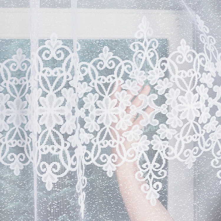 ŻANETA Firanka żakardowa gotowa, szerokość 450 x wysokość 155cm, biały