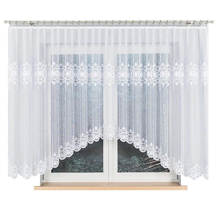 ŻANETA Firanka żakardowa gotowa, szerokość 450 x wysokość 155cm, biały