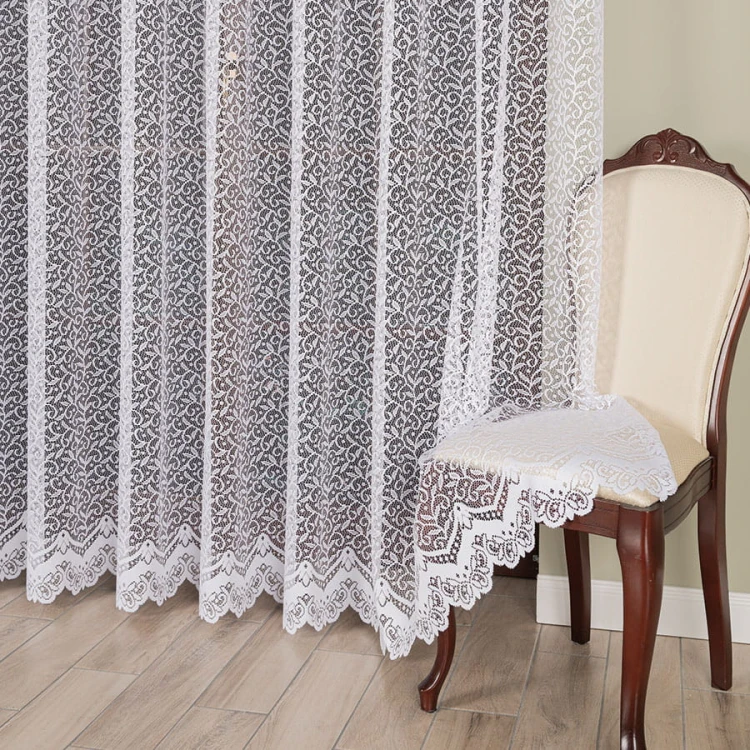 Firanka żakardowa ze wzorem po całości, wysokość 220cm, kolor 001 biały 004542/000/001/000220/1