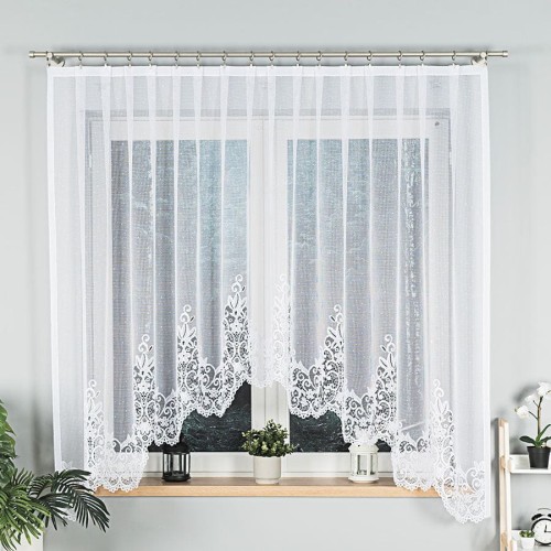 BERENIKA Firanka żakardowa gotowa, szerokość 300 x wysokość 170cm, biały