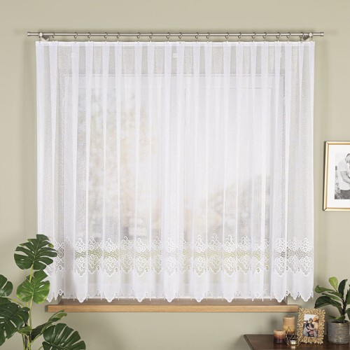 MODESTA Firanka żakardowa gotowa na prosto, szerokość 400 x wysokość 160cm, biały