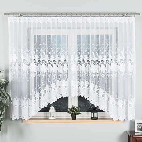 KASJANA Firanka żakardowa gotowa, szerokość 400 x wysokość 160cm, biały
