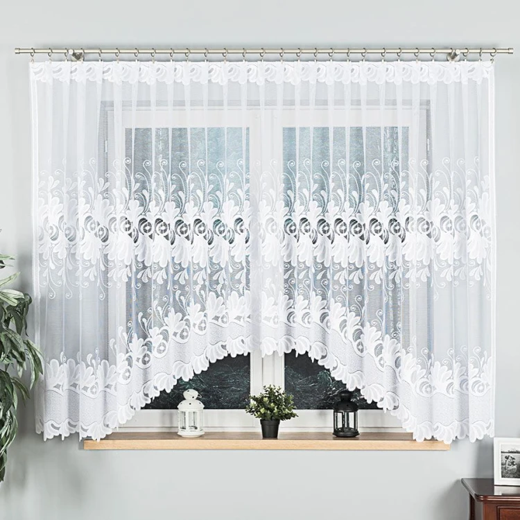 KASJANA Firanka żakardowa gotowa, szerokość 400 x wysokość 160cm, biały