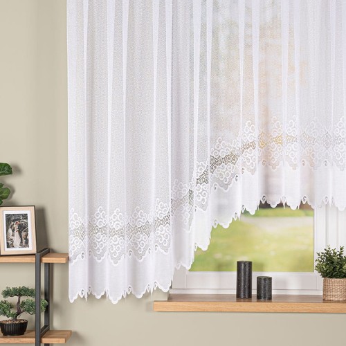 MODESTA Firanka żakardowa gotowa, szerokość 400 x wysokość 160cm, biały