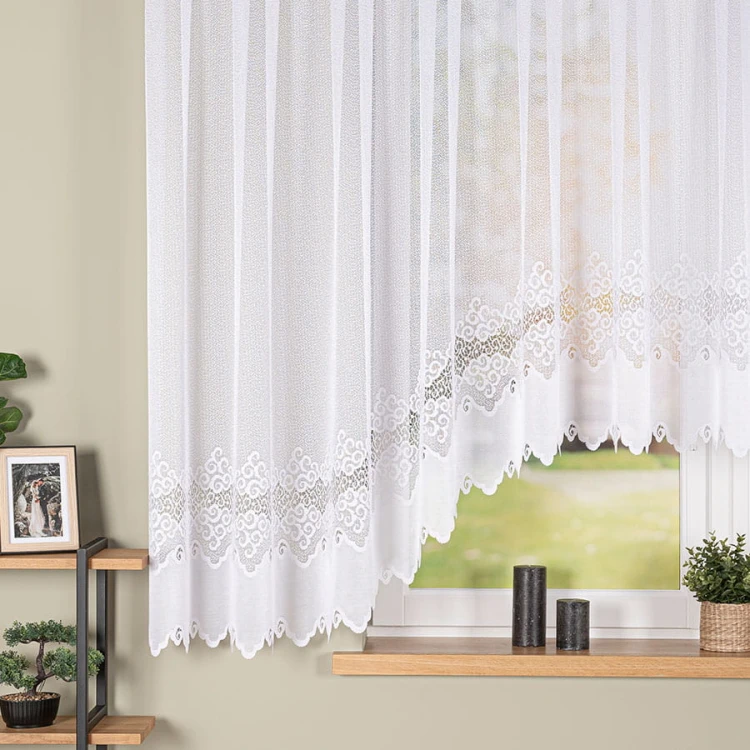 MODESTA Firanka żakardowa gotowa, szerokość 400 x wysokość 160cm, biały